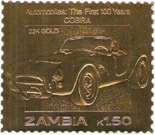 COBRA 1987 CLASSIC CAR ZAMBIA 22k GOLD LEAF STAMP