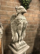 Tall Griffin guards and plinths garden concrete stone ornaments sculptures *WOW*