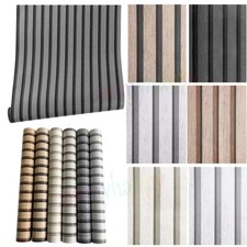 Wooden Slat Panelling Wallpaper 3D Effect Wood Panel Wall Paper Rolls Home Decor