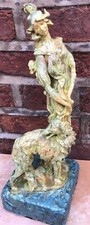 Sculpture Figurine Of Victorian Style Woman With Borzoi Wolf Hound Dog 15.5"Tall