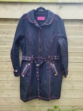 Daang Goodman Tripp NYC Black Womens Trench Coat Jacket Pink Embroidered & Belt
