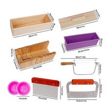 9Pcs Wooden Soap Making Tool Kit Loaf Soap Mould Adjustable Soap Cutter Slicer