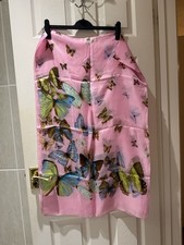 100% Silk PINK Butterfly Pattern Scarf 106cm x 170cm Lightweight NEW