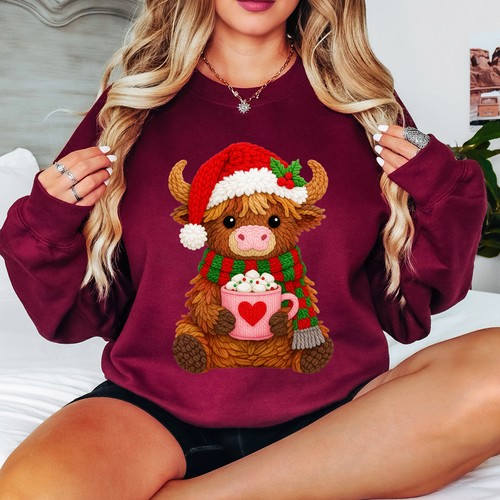 Christmas highland cow - cow, womens