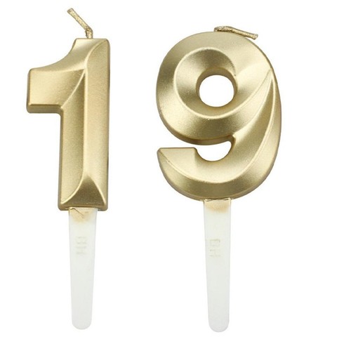 Birthday candle gold - number, 19