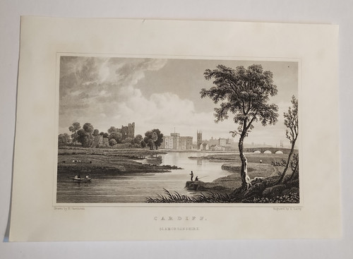 1830 antique print cardiff - 1830,