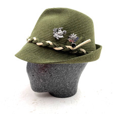Vintage Original Austrian Tyrolean Green Felt Hat Foldafelt Alpine With Badges