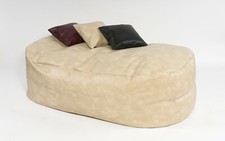 XXL Beanbags 16cuf *Leather bean bag sofa bed beanbag lounger Cream with filling