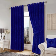 Luxury Crushed Velvet Curtains Ready Made Eyelet Ring Top Lined Curtain Pair