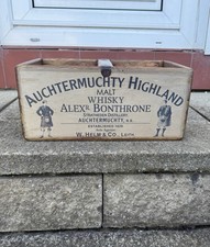 “Auchtermuchty Highland Whisky” Vintage Style Rustic Wooden Box With Handle L