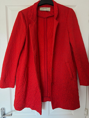 Zara basic red overcoat - red, button