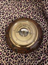 Antique Round Wooden Aneroid