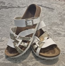 BIRKENSTOCK BETULA White Gold Floral Slider Leather 37/UK4