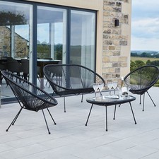 Arighi Bianchi Blenheim Black Faux String & Steel Garden Bistro Set RRP £1149