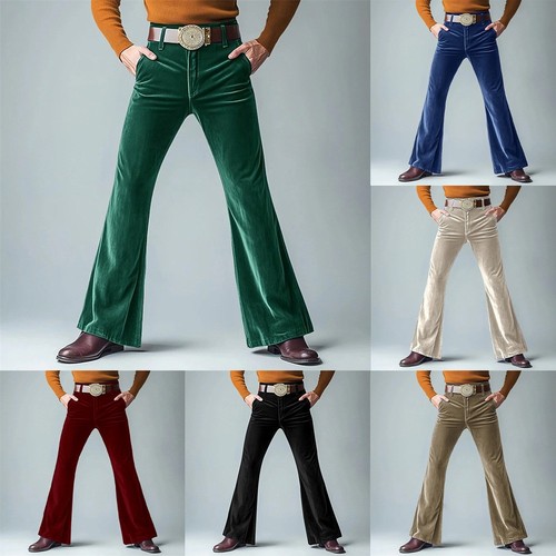 Men wide leg velvet - leg, flared
