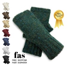 Women's Fingerless Gloves Wool Blend Winter Soft Knitted Wrist Warmers Gloves