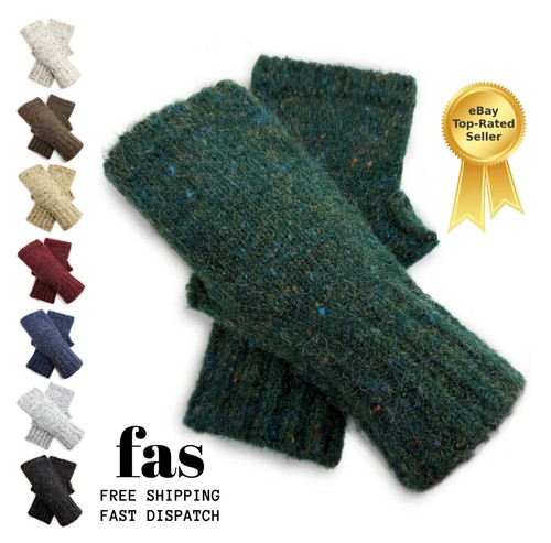 Women fingerless gloves wool - fingerless,