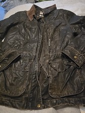 Marks And Spencers Indigo Sz 14 Vintage Brown Wax Style Jacket