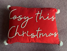 Red and White Cosy This Christmas Cushion, Candy Theme Asda George