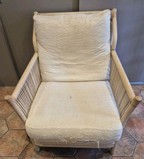 PAIR OF LARGE BAMBOO CANE RATTAN LOUNGE CHAIRS FROM ANGRAVES OF LEICESTER