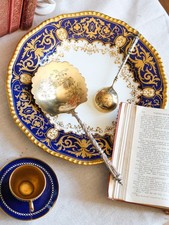 19th French Art Nouveau Sterling Silver Russian Style Dessert spoon serving Set