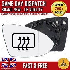 VW GOLF MK7 2012-2020 HEATED WING MIRROR GLASS WIDE ANGLE RIGHT DRIVERS
