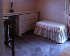 Vintage Lloyd Loom Ottoman Blanket Box Seat Bespoke Cover Marbled Ivory Frill