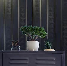 Greek Key Stripped black Gold