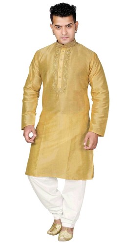 Indian gold mens kurta cream - mens,