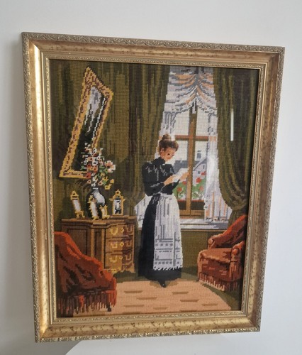 Vintage hand cross stitched - hand,