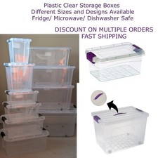Plastic Storage Box Boxes Lid Handles Food Container Home Kitchen Office Box UK