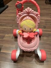 Fisher-Price Princess Stroll Along Musical Baby Walker Dolls Pram + Chime Doll