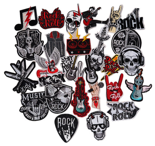 Music embroidered band patches - music,