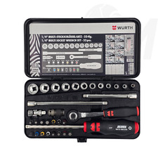 Wurth 1/4 inch Socket Set Assortment of 33 pieces Zebra Quality Chrome Plated