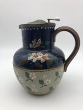 Lovatt Langley Mill Pottery Daisy Ware Jug c1915 with Pewter Lid.