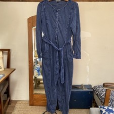 White Stuff Size 16 Blue Jersey Type Boiler Suit All In One