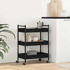 WALPLUS Kitchen Trolley Black Oak 50x30x70cm Engineered Wood