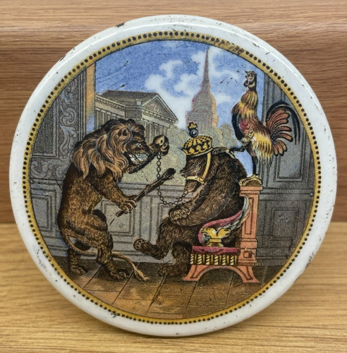 Small prattware pot lid - prattware,