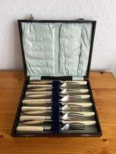 Antique Silver Cutlery Set In Box With Hallmark