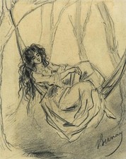 Woman In Hammock - Antique