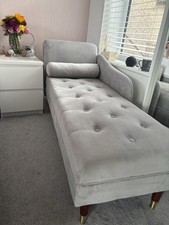 Grey Velvet Chaise Lounge Sofa