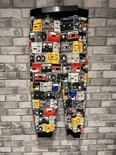 Mens LOVE MOSCHINO Multi Coloured Cassette Tapes Tape Print Joggers Pants Size M