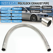 Universal Exhaust Pipe Stainless Steel Polylock Flexible Tube w Collars Any Size