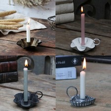 Chic Antique Small Candle Holder for Mini Dinner Candles White Black Zinc Brass