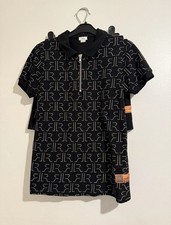 River Island Boys Pre owned Black Zip-Neck Polo short set – All-Over Monogram 
