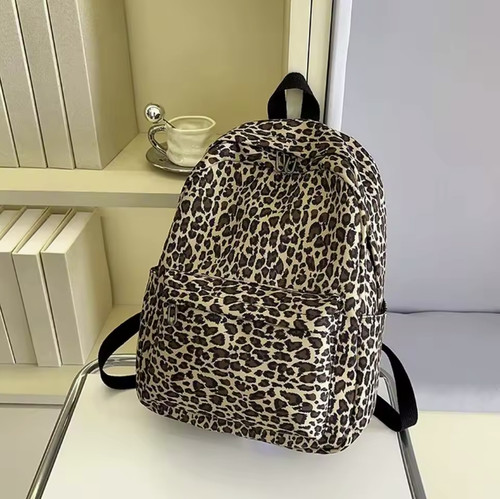 Nylon leopard print backpack - nylon,