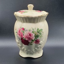 Maryleigh Pottery Cookie/Biscuit Canister with Lid. Floral, Made in England