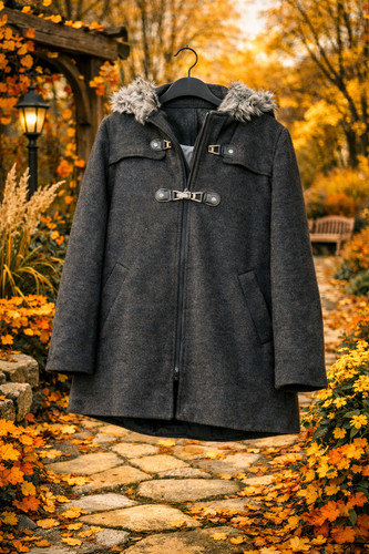 New grey hooded parka style