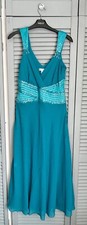 STUNNING NEXT LADIES SEQUIN/BEADED PLEATED CHIFFON LAYERED DRESS-SIZE 10-JADE