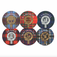 Four Pack Of Scottish Circular Clan Crest Cork Backed Coasters - A-C Tartans